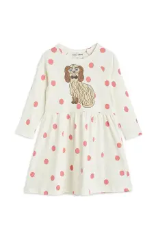 Mini Rodini rochie Dashing dog culoarea alb, mini, evazati, 1100006910 imagine