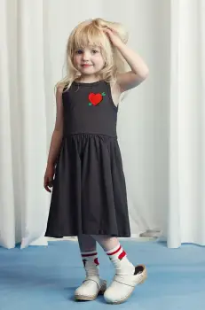 Mini Rodini rochie din bumbac pentru copii Arrowed heart culoarea negru, mini, evazati, 2525010799 imagine
