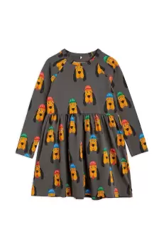 Mini Rodini rochie din bumbac pentru copii culoarea gri, mini, evazati imagine