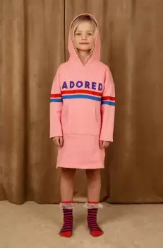 Mini Rodini rochie din bumbac pentru copii culoarea roz, mini, drept imagine