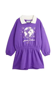 Mini Rodini rochie din bumbac pentru copii culoarea violet, mini, evazati, 2475010645 imagine