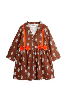 Mini Rodini rochie din bumbac pentru copii Paisley culoarea maro, mini, evazati, 2475010016 imagine