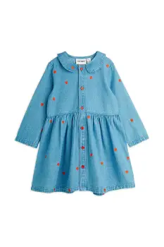 Mini Rodini rochie din denim pentru copii Mini hearts midi, evazati, 2565011360 imagine