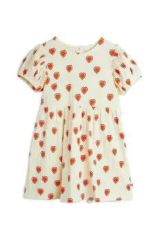 Mini Rodini rochie fete Outlined hearts culoarea bej, midi, evazati, 2565010211 imagine