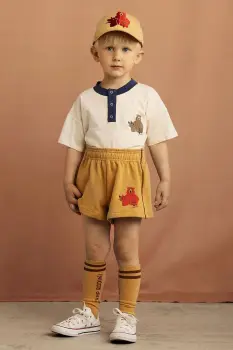 Mini Rodini sapca din bumbac pentru copii Camp Rodini culoarea galben, cu imprimeu, 2566510113 imagine