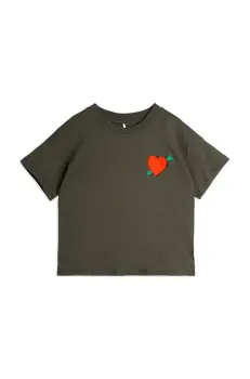 Mini Rodini tricou de bumbac pentru copii Arrowed heart culoarea negru, cu imprimeu, 2522012499 imagine