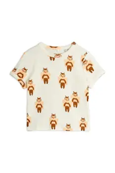 Mini Rodini tricou de bumbac pentru copii Bees culoarea bej, cu imprimeu, 2562013911 imagine