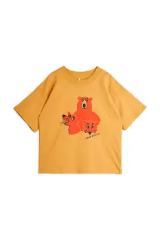 Mini Rodini tricou de bumbac pentru copii Camp Rodini culoarea maro, cu imprimeu, 2562010013 imagine