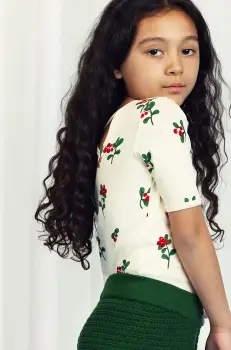 Mini Rodini tricou de bumbac pentru copii Lingonberries culoarea bej, 2522011311 imagine