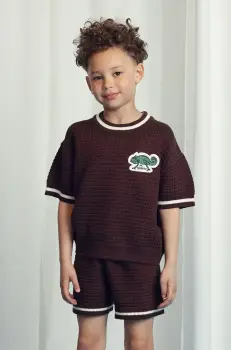 Mini Rodini tricou de bumbac pentru copii Lizard culoarea maro, cu imprimeu, 2521014616 imagine