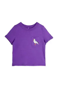 Mini Rodini tricou de bumbac pentru copii Seagull culoarea violet, neted, 2522013645 imagine