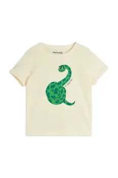 Mini Rodini tricou de bumbac pentru copii Snake culoarea bej, cu imprimeu, 2512013811 imagine