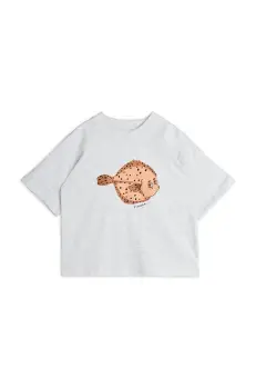 Mini Rodini tricou Flundra culoarea gri, cu imprimeu, 2522012994 imagine