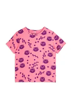Mini Rodini tricou Squiggly cats culoarea roz, 2512012128 imagine