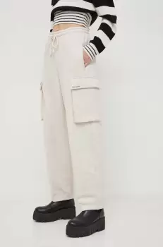 Miss Sixty pantaloni de trening din bumbac culoarea bej, neted imagine