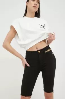 Miss Sixty pantaloni scurti femei, culoarea negru, neted, high waist imagine