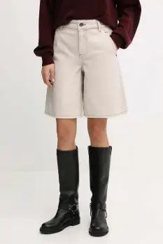 Miss Sixty pantaloni scurti jeans culoarea bej, uni, high waist, 6S3JJ47100 imagine