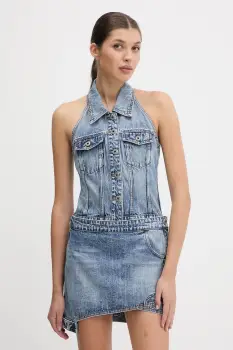Miss Sixty rochie jeans mini, mulata, 6S2DJ13100 imagine