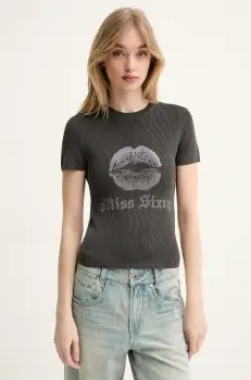 Miss Sixty tricou din amestec de matase femei, culoarea gri, 6S1RJ23100 imagine