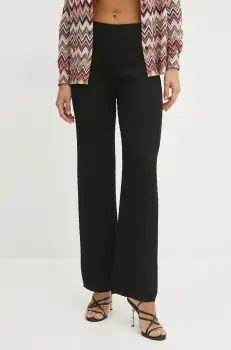 Missoni pantaloni femei, culoarea negru, lat, high waist, DS25SI05.BK044U imagine