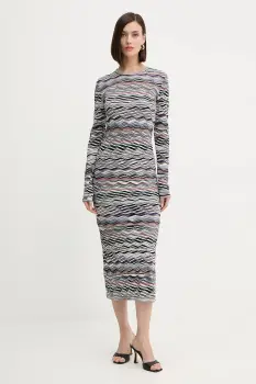 Missoni rochie din lana culoarea alb, maxi, mulata, DS25WG01.BK01C0 imagine