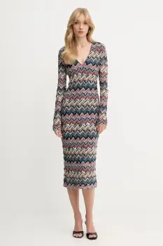 Missoni rochie din lana culoarea bleumarin, midi, mulata, DS25WG1V.BR012F imagine