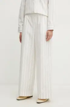 MM pantaloni de bumbac femei, culoarea bej, lat, high waist, 2516131028600 imagine