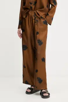 MM pantaloni de matase HELGA culoarea maro, lat, high waist, 2526136037600 imagine