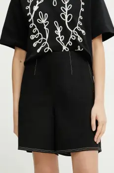 MM pantaloni scurti femei, culoarea negru, uni, high waist, 2516781018600 imagine