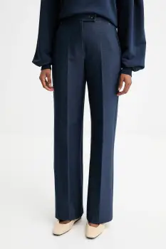 MM pantaloni ULIVO culoarea bleumarin, drept, high waist, 2526786027600 imagine