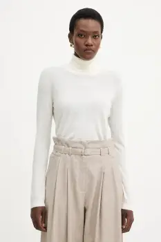 MM pulover de lana ADRIA culoarea bej, light, cu guler, 2526366018600 imagine