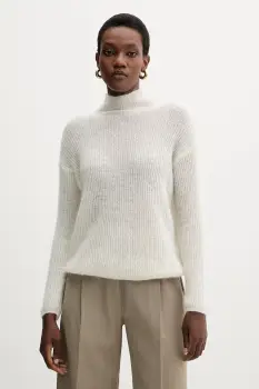 MM pulover de lana TENNA culoarea bej, light, cu guler, 2526366188600 imagine