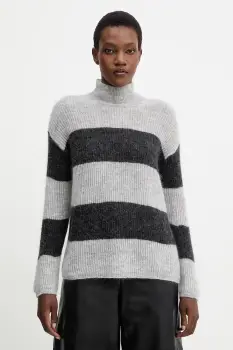 MM pulover de lana TENNA culoarea gri, light, cu guler, 2526366188600 imagine