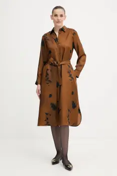 MM rochie de matase JADI culoarea maro, midi, drept, 2526226017600 imagine