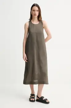 MM rochie din in culoarea verde, midi, evazati, 2516221018600 imagine