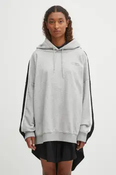 MM6 Maison Margiela bluza cu doua fete culoarea gri, cu gluga, cu imprimeu, S52HG0040.M25013.964 imagine