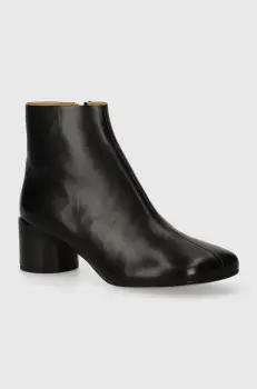 MM6 Maison Margiela cizme de piele Ankle Boots femei, culoarea negru, cu toc drept, S59WU0234 imagine
