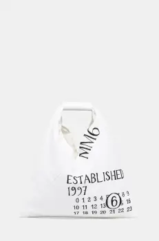 MM6 Maison Margiela geanta de bumbac culoarea alb, SB6WD0013 imagine