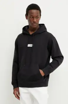 MM6 Maison Margiela hanorac de bumbac barbati, culoarea negru, cu gluga, cu imprimeu, SH0GU0018 imagine