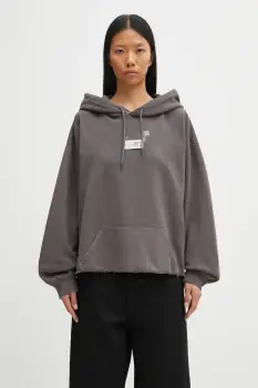 MM6 Maison Margiela hanorac de bumbac culoarea gri, cu gluga, cu imprimeu, S62GU0142.M25024.810 imagine