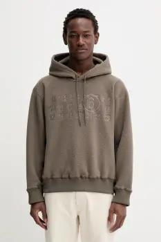 MM6 Maison Margiela hanorac fleece culoarea maro, cu gluga, cu imprimeu, SH0GU0028.M20126.809 imagine