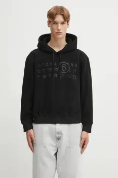 MM6 Maison Margiela hanorac fleece culoarea negru, cu gluga, cu imprimeu, SH0GU0028.M20126.900 imagine