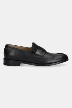MM6 Maison Margiela mocasini de piele culoarea negru, cu toc plat, S59WR0096.P5000.T8013 imagine
