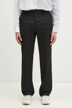 MM6 Maison Margiela pantaloni barbati, culoarea negru, drept, SH0KA0035 imagine