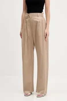 MM6 Maison Margiela pantaloni de bumbac culoarea bej, lat, high waist, S52KA0534.M35368 imagine