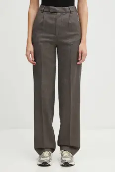 MM6 Maison Margiela pantaloni de lana culoarea maro, drept, high waist, S62KB0247.M35636.001F imagine