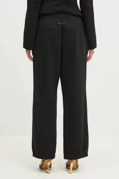 MM6 Maison Margiela pantaloni de trening din bumbac femei, culoarea negru, cu imprimeu, S62KB0227 imagine