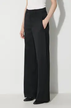 MM6 Maison Margiela pantaloni din lana culoarea negru, drept, high waist, S62KB0178 imagine