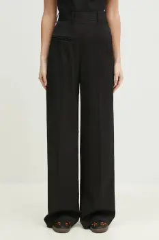 MM6 Maison Margiela pantaloni din lana femei, culoarea negru, drept, high waist, S52KA0516 imagine