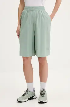 MM6 Maison Margiela pantaloni scurti culoarea verde, uni, high waist, S52MU0131.M35417 imagine